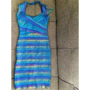 Haute Couture Bandage Blue Dress